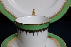 COALPORT SPEARPOINT GREEN #6143A- DEMITASSE CUP & SAUCER .....   https://www.jaapiesfinechinastore.com