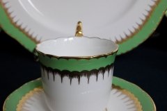 COALPORT SPEARPOINT GREEN #6143A- DEMITASSE CUP & SAUCER .....   http://jaapiesfinechinastore.com