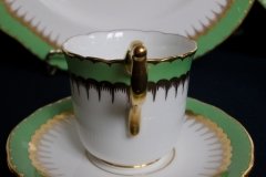 COALPORT SPEARPOINT GREEN #6143A- DEMITASSE CUP & SAUCER .....   http://jaapiesfinechinastore.com
