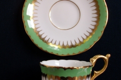 COALPORT SPEARPOINT GREEN #6143A- DEMITASSE CUP & SAUCER .....   https://www.jaapiesfinechinastore.com