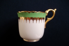 COALPORT SPEARPOINT GREEN #6143A- DEMITASSE CUP & SAUCER .....   https://www.jaapiesfinechinastore.com