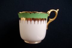 COALPORT SPEARPOINT GREEN #6143A- DEMITASSE CUP & SAUCER .....   http://jaapiesfinechinastore.com