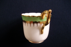 COALPORT SPEARPOINT GREEN #6143A- DEMITASSE CUP & SAUCER .....   https://www.jaapiesfinechinastore.com