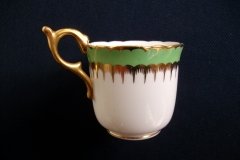 COALPORT SPEARPOINT GREEN #6143A- DEMITASSE CUP & SAUCER .....   http://jaapiesfinechinastore.com