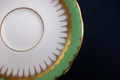 COALPORT SPEARPOINT GREEN #6143A- DEMITASSE CUP & SAUCER .....   https://www.jaapiesfinechinastore.com