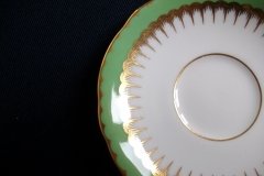 COALPORT SPEARPOINT GREEN #6143A- DEMITASSE CUP & SAUCER .....   http://jaapiesfinechinastore.com
