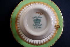 COALPORT SPEARPOINT GREEN #6143A- DEMITASSE CUP & SAUCER .....   https://www.jaapiesfinechinastore.com