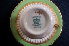 COALPORT SPEARPOINT GREEN #6143A- DEMITASSE CUP & SAUCER .....   http://jaapiesfinechinastore.com