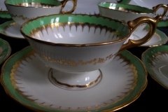 COALPORT SPEARPOINT GREEN #6143A-   CUP &  SAUCER   .....   http://jaapiesfinechinastore.com