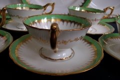 COALPORT SPEARPOINT GREEN #6143A-   CUP &  SAUCER   .....   http://jaapiesfinechinastore.com
