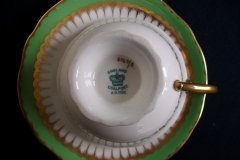 COALPORT SPEARPOINT GREEN #6143A-   CUP &  SAUCER   .....   http://jaapiesfinechinastore.com