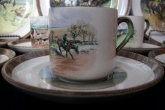 W.T. COPELAND LIONEL EDWARDS FOX HUNT- DEMI CUP & SAUCER #1  FULL CRY CUP  & THE HUNTSMAN SAUCER ....    http://jaapiesfinechinastore.com