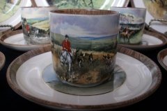 W.T. COPELAND LIONEL EDWARDS FOX HUNT- DEMI CUP & SAUCER #10   "DRAWING THE DINGLE"  CUP & "THE SECOND  HORSEMAN" SAUCER .... http://jaapiesfinechinastore.com