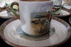 W.T. COPELAND LIONEL EDWARDS FOX HUNT- DEMI CUP & SAUCER #10   "DRAWING THE DINGLE"  CUP & "THE SECOND  HORSEMAN" SAUCER .... http://jaapiesfinechinastore.com