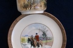 W.T. COPELAND LIONEL EDWARDS FOX HUNT- DEMI CUP & SAUCER #10   "DRAWING THE DINGLE"  CUP & "THE SECOND  HORSEMAN" SAUCER .... http://jaapiesfinechinastore.com