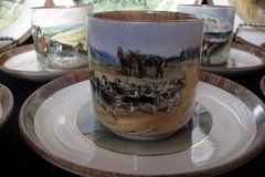 W.T. COPELAND LIONEL EDWARDS FOX HUNT- DEMI CUP & SAUCER #11   "THE KILL"  CUP & "THE SECOND  HORSEMAN" SAUCER .... http://jaapiesfinechinastore.com