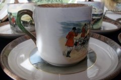 W.T. COPELAND LIONEL EDWARDS FOX HUNT- DEMI CUP & SAUCER #11   "THE KILL"  CUP & "THE SECOND  HORSEMAN" SAUCER .... http://jaapiesfinechinastore.com