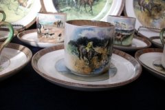 W.T. COPELAND LIONEL EDWARDS FOX HUNT- DEMI CUP & SAUCER #3  " GOING TO A HALLOA" CUP & "THE HUNTSMAN" SAUCER .... http://jaapiesfinechinastore.com