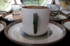 W.T. COPELAND LIONEL EDWARDS FOX HUNT- DEMI CUP & SAUCER #3  " GOING TO A HALLOA" CUP & "THE HUNTSMAN" SAUCER .... http://jaapiesfinechinastore.com
