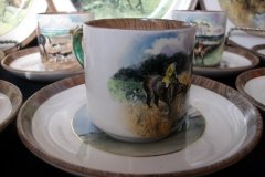 W.T. COPELAND LIONEL EDWARDS FOX HUNT- DEMI CUP & SAUCER #3  " GOING TO A HALLOA" CUP & "THE HUNTSMAN" SAUCER .... http://jaapiesfinechinastore.com