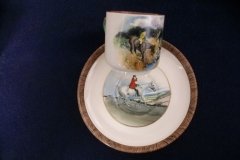 W.T. COPELAND LIONEL EDWARDS FOX HUNT- DEMI CUP & SAUCER #3  " GOING TO A HALLOA" CUP & "THE HUNTSMAN" SAUCER .... http://jaapiesfinechinastore.com
