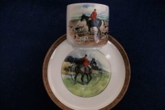 W.T. COPELAND LIONEL EDWARDS FOX HUNT- DEMI CUP & SAUCER #4  A CHECK CUP  & THE FIRST WHIP SAUCER ....    http://jaapiesfinechinastore.com