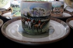 W.T. COPELAND LIONEL EDWARDS FOX HUNT- DEMI CUP & SAUCER #5  " OFF TO DRAW" CUP & "THE FIRST WHIP" SAUCER .... http://jaapiesfinechinastore.com