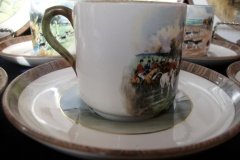 W.T. COPELAND LIONEL EDWARDS FOX HUNT- DEMI CUP & SAUCER #5  " OFF TO DRAW" CUP & "THE FIRST WHIP" SAUCER .... http://jaapiesfinechinastore.com