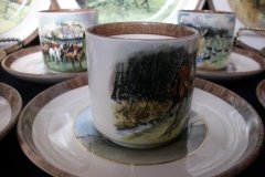 W.T. COPELAND LIONEL EDWARDS FOX HUNT- DEMI CUP & SAUCER #6  " THE FIND" CUP & "THE FIRST WHIP" SAUCER .... http://jaapiesfinechinastore.com