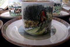 W.T. COPELAND LIONEL EDWARDS FOX HUNT- DEMI CUP & SAUCER #6  " THE FIND" CUP & "THE FIRST WHIP" SAUCER .... http://jaapiesfinechinastore.com