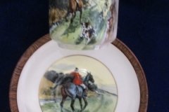W.T. COPELAND LIONEL EDWARDS FOX HUNT- DEMI CUP & SAUCER #6  " THE FIND" CUP & "THE FIRST WHIP" SAUCER .... http://jaapiesfinechinastore.com