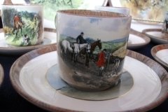 W.T. COPELAND LIONEL EDWARDS FOX HUNT- DEMI CUP & SAUCER #8   "GONE TO GROUND" CUP & "THE SECOND  WHIP" SAUCER .... http://jaapiesfinechinastore.com
