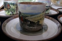 W.T. COPELAND LIONEL EDWARDS FOX HUNT- DEMI CUP & SAUCER #8   "GONE TO GROUND" CUP & "THE SECOND  WHIP" SAUCER .... http://jaapiesfinechinastore.com