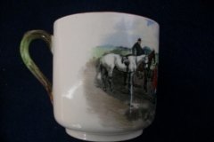 W.T. COPELAND LIONEL EDWARDS FOX HUNT- DEMI CUP & SAUCER #8   "GONE TO GROUND" CUP & "THE SECOND  WHIP" SAUCER .... http://jaapiesfinechinastore.com