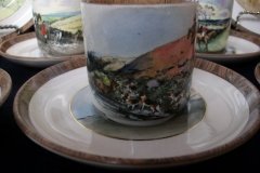 W.T. COPELAND LIONEL EDWARDS FOX HUNT- DEMI CUP & SAUCER #9   "STAG AT BAY"  CUP & "THE SECOND  WHIP" SAUCER .... http://jaapiesfinechinastore.com