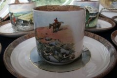W.T. COPELAND LIONEL EDWARDS FOX HUNT- DEMI CUP & SAUCER #9   "STAG AT BAY"  CUP & "THE SECOND  WHIP" SAUCER .... http://jaapiesfinechinastore.com