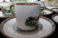 W.T. COPELAND LIONEL EDWARDS FOX HUNT- DEMI CUP & SAUCER #9   "STAG AT BAY"  CUP & "THE SECOND  WHIP" SAUCER .... http://jaapiesfinechinastore.com