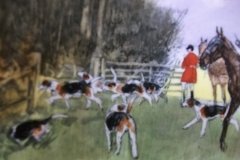 W.T. COPELAND LIONEL EDWARDS FOX HUNT- #12  "THE LAST DRAW"   7 1/2"  DISPLAY PLATE .... http://jaapiesfinechinastore.com