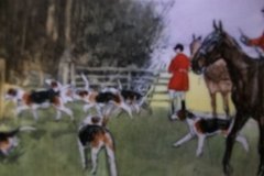 W.T. COPELAND LIONEL EDWARDS FOX HUNT- #12  "THE LAST DRAW"   7 1/2"  DISPLAY PLATE .... http://jaapiesfinechinastore.com