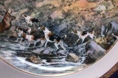 W.T. COPELAND LIONEL EDWARDS FOX HUNT- #9  "STAG AT BAY"   7 1/2"  DISPLAY PLATE .... http://jaapiesfinechinastore.com