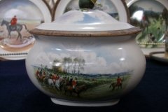 W.T. COPELAND LIONEL EDWARDS FOX HUNT-  SUGAR BOWL "OFF TO DRAW"  &  "DRAWING THE DINGLE",  LID  "FULL CRY"   .... http://jaapiesfinechinastore.com