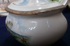 W.T. COPELAND LIONEL EDWARDS FOX HUNT-  SUGAR BOWL "OFF TO DRAW"  &  "DRAWING THE DINGLE",  LID  "FULL CRY"   .... http://jaapiesfinechinastore.com