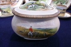 W.T. COPELAND LIONEL EDWARDS FOX HUNT-  SUGAR BOWL "OFF TO DRAW"  &  "DRAWING THE DINGLE",  LID  "FULL CRY"   .... http://jaapiesfinechinastore.com