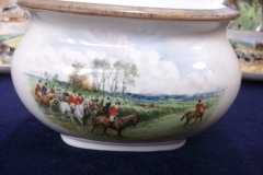W.T. COPELAND LIONEL EDWARDS FOX HUNT-  SUGAR BOWL "OFF TO DRAW"  &  "DRAWING THE DINGLE",  LID  "FULL CRY"   .... http://jaapiesfinechinastore.com