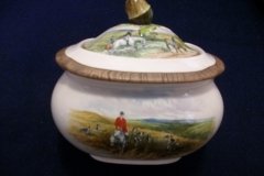 W.T. COPELAND LIONEL EDWARDS FOX HUNT-  SUGAR BOWL "OFF TO DRAW"  &  "DRAWING THE DINGLE",  LID  "FULL CRY"   .... http://jaapiesfinechinastore.com