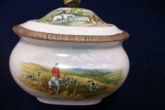 W.T. COPELAND LIONEL EDWARDS FOX HUNT-  SUGAR BOWL "OFF TO DRAW"  &  "DRAWING THE DINGLE",  LID  "FULL CRY"   .... http://jaapiesfinechinastore.com