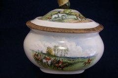 W.T. COPELAND LIONEL EDWARDS FOX HUNT-  SUGAR BOWL "OFF TO DRAW"  &  "DRAWING THE DINGLE",  LID  "FULL CRY"   .... http://jaapiesfinechinastore.com