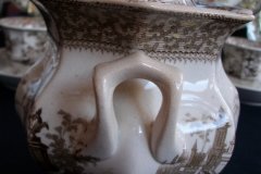 G. PHILLIPS MARINO BROWN- COVERED SUGAR BOWL  .....   http://jaapiesfinechinastore.com
