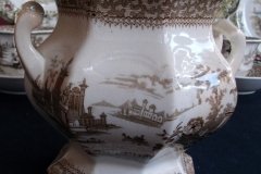 G. PHILLIPS MARINO BROWN- COVERED SUGAR BOWL  .....   http://jaapiesfinechinastore.com