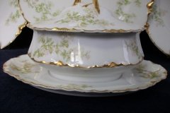 HAVILAND APPLE BLOSSOM SCH 61L-  COVERED GRAVY BOAT WITH ATTACHED UNDERPLATE ..... http://jaapiesfinechinastore.com